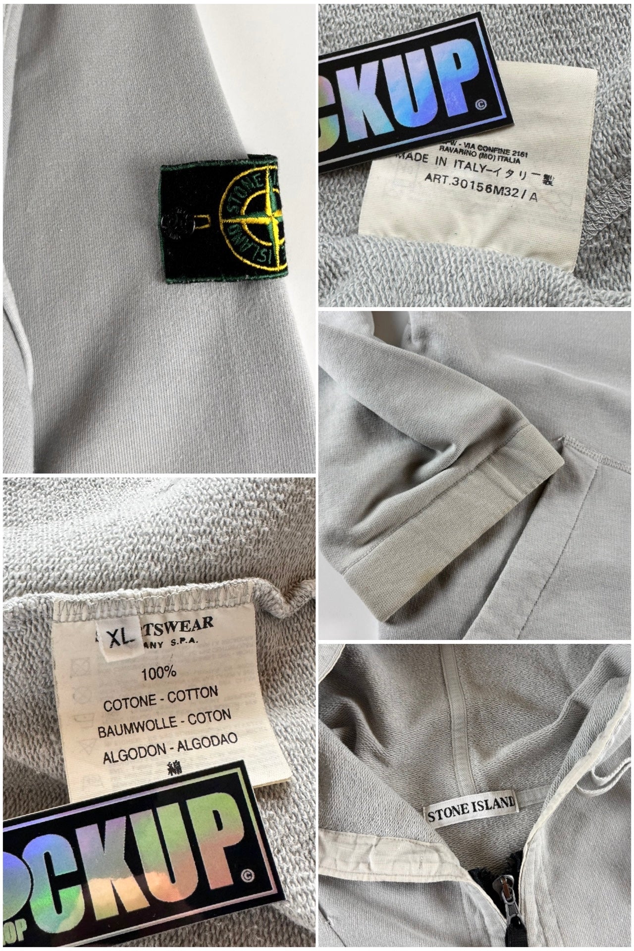 Stone Island SS 1999 Full Zip Hooded Sweatshirt [XL]