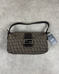 Fendi Zucchino Baguette Canvas and Leather Shoulder Bag