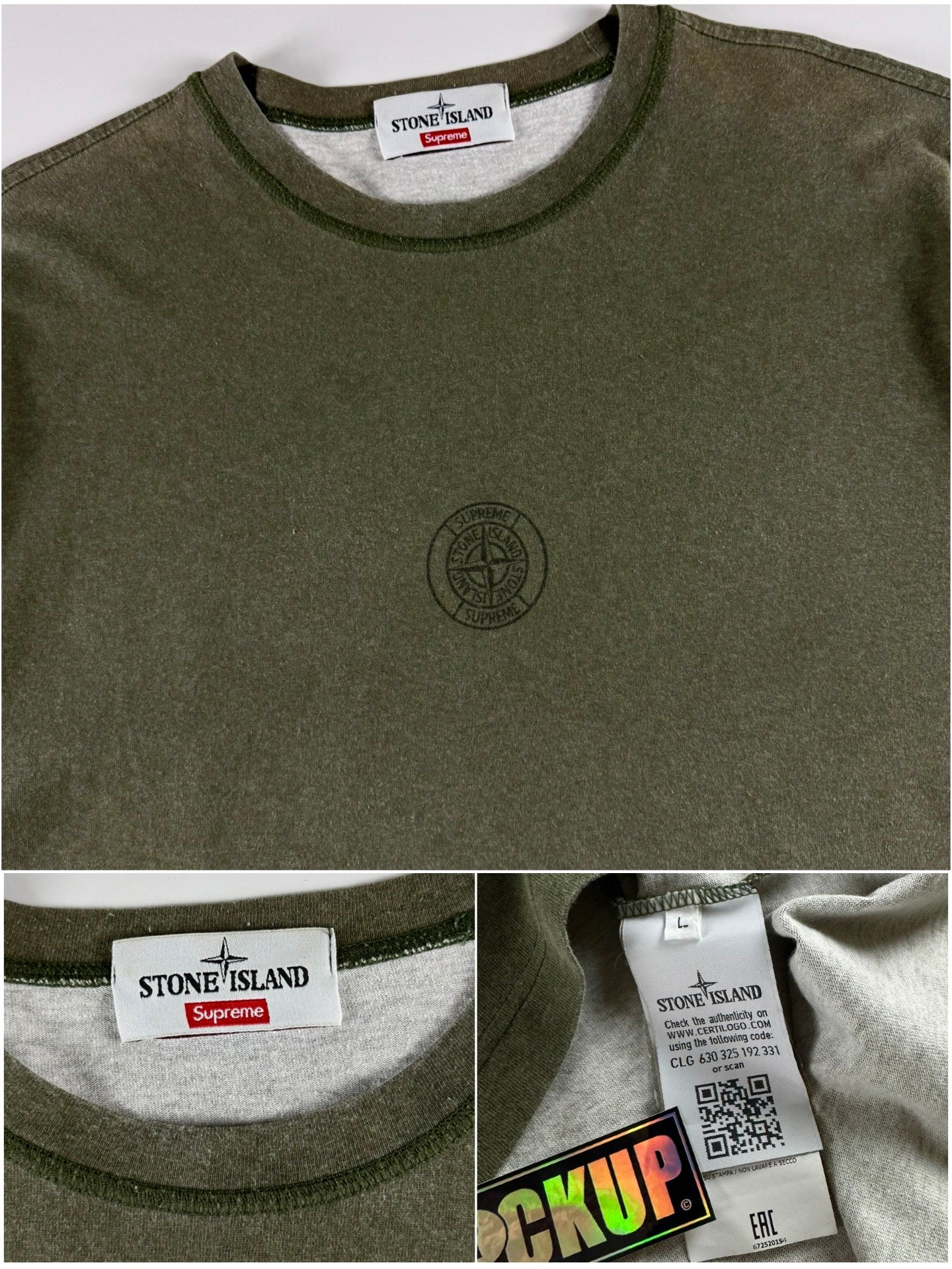 Stone Island x Supreme AW 2017 Compass Logo T-Shirt [L]