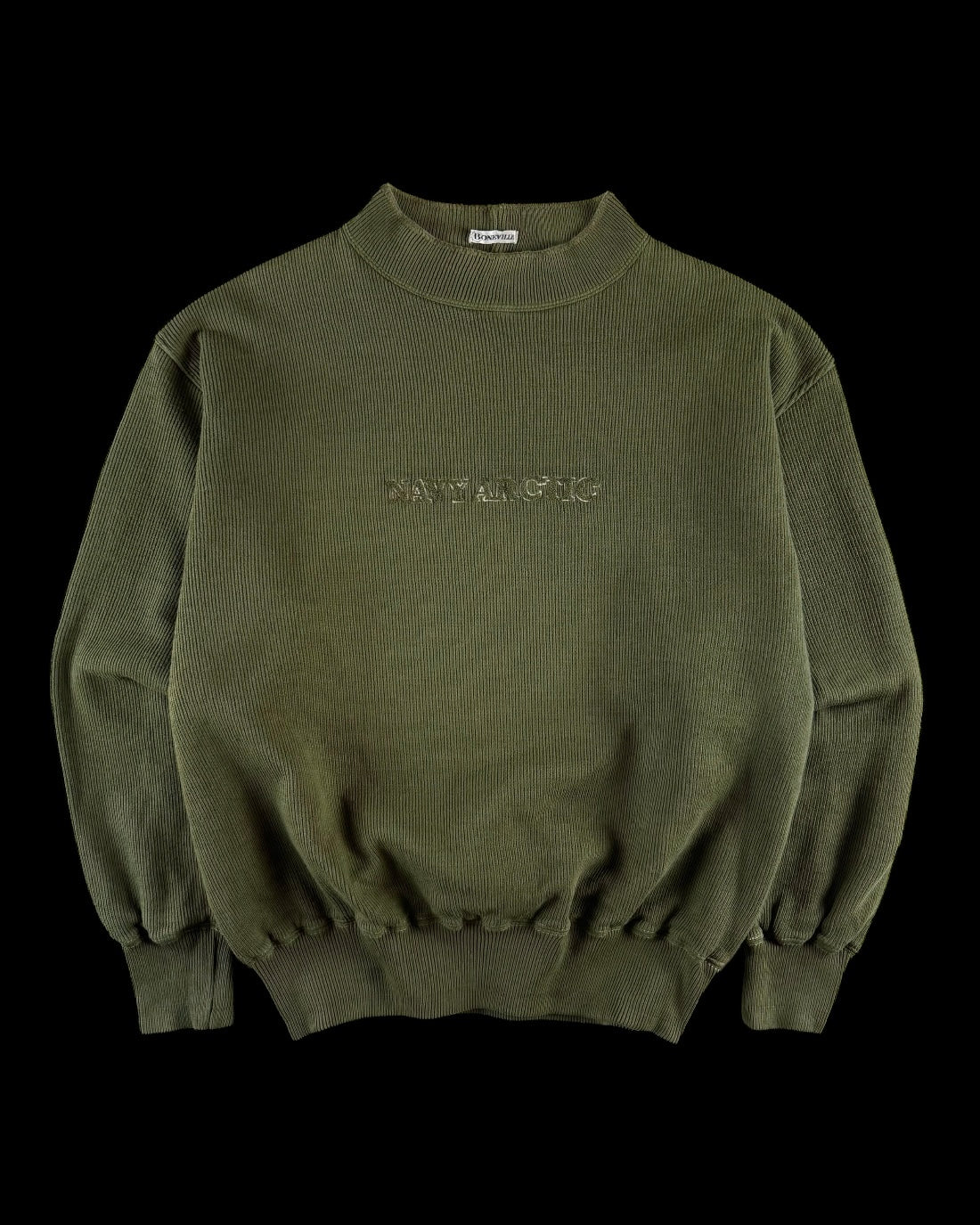 Boneville 1980’s Navy Arctic Chenille Logo Fleece Sweater [L]