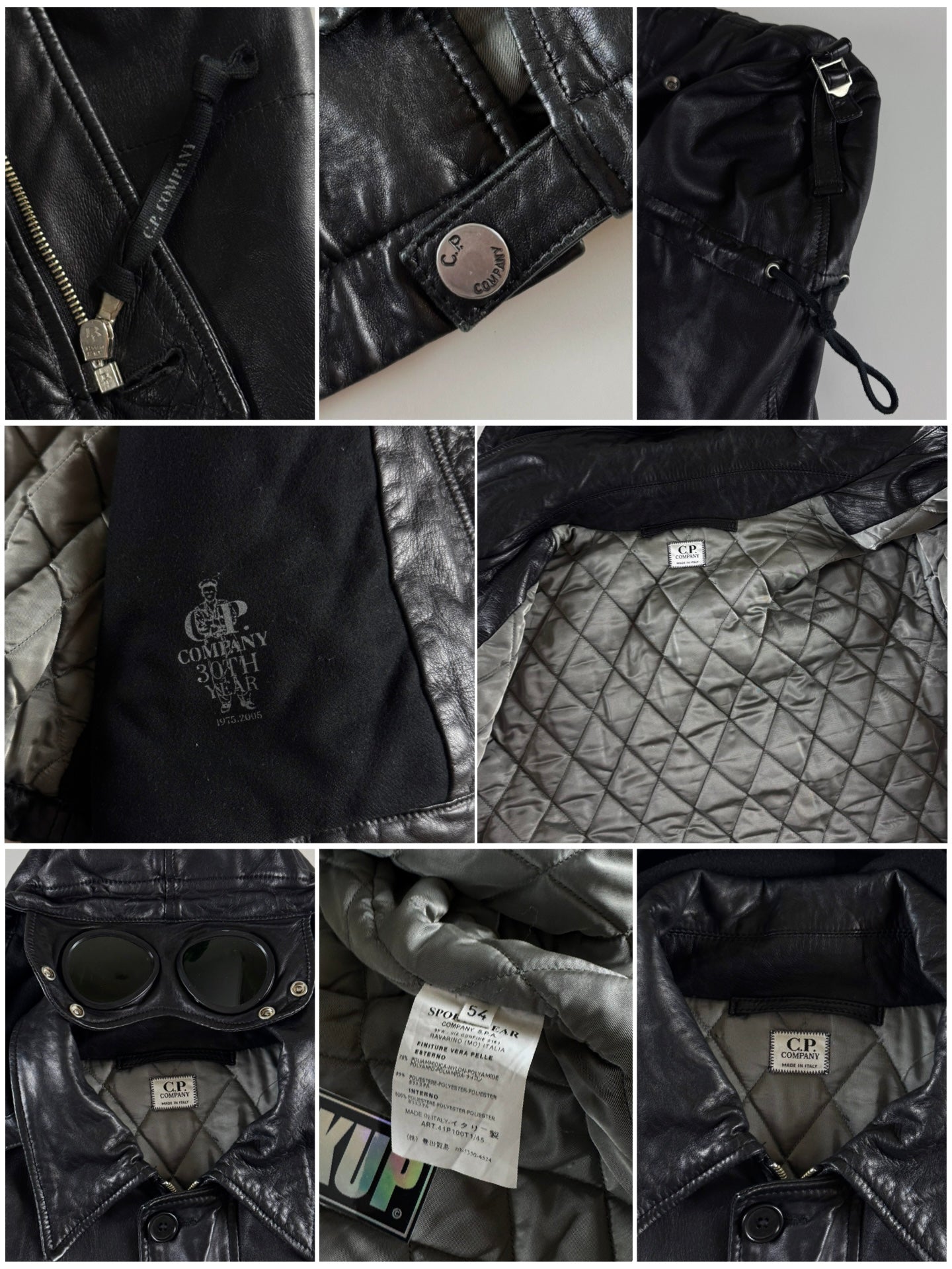 C.P. Company AW 2004 30th Anniversary Lambskin Leather Millie Miglia Goggle Jacket [XL]