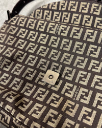 Fendi Zucchino Baguette Canvas and Leather Shoulder Bag