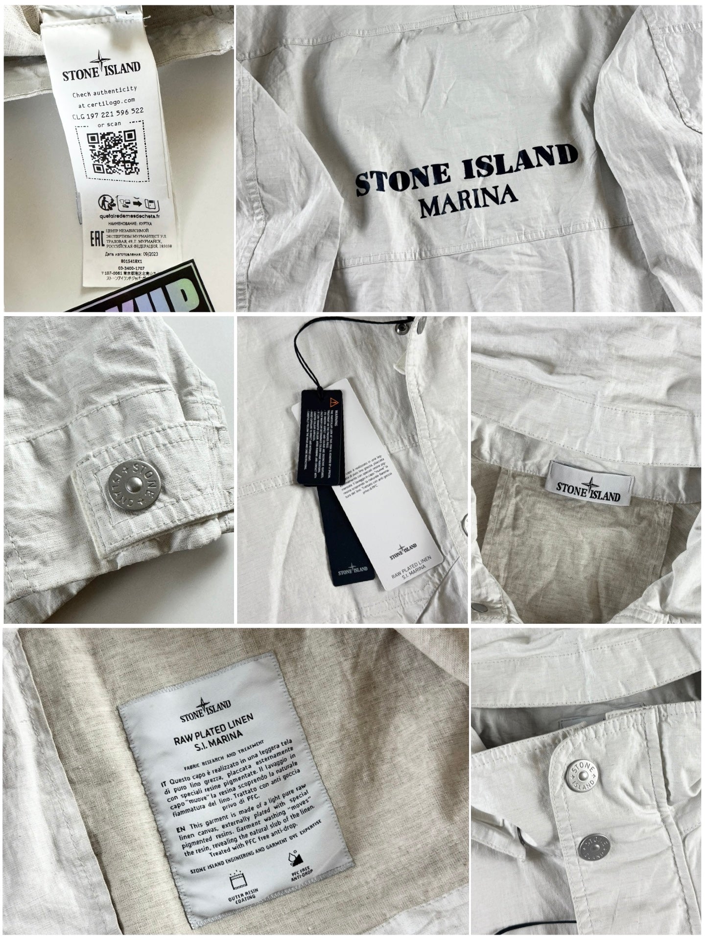 Stone Island SS 2024 Raw Plated Linen S.I. Marina Jacket [L]