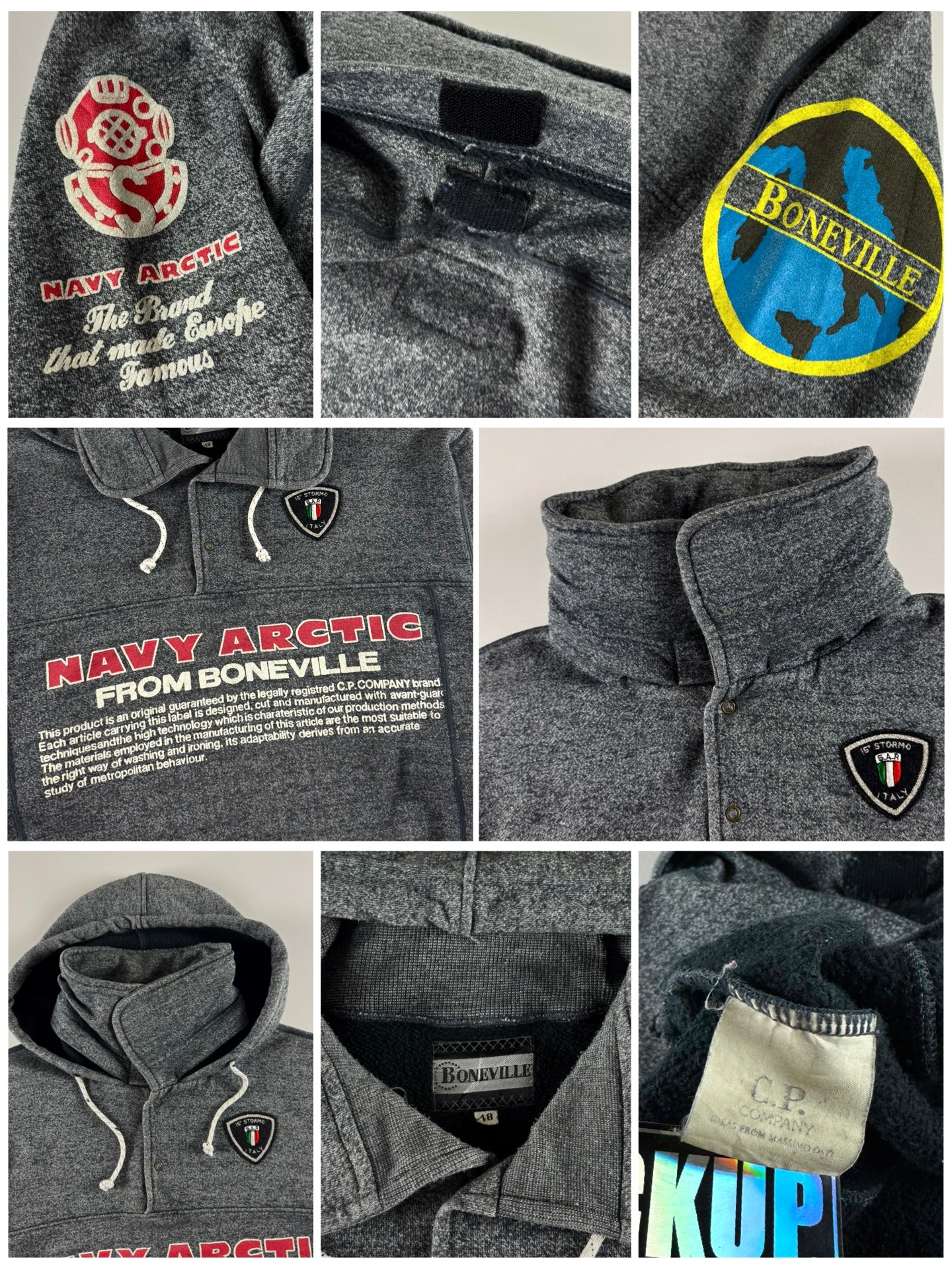 Boneville 1980’s Navy Arctic Pullover Hooded Sweatshirt [M]