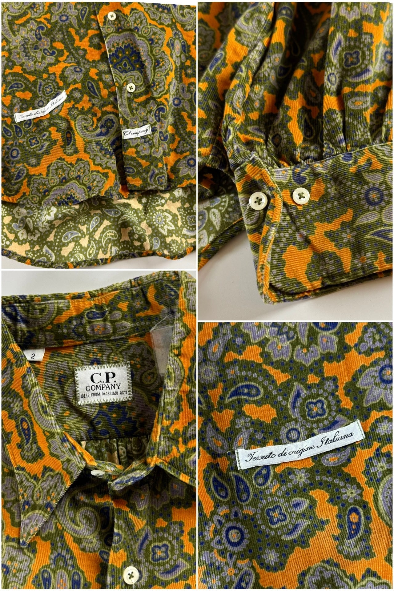 C.P. Company 1980’s Paisley Print Corduroy Shirt [L]