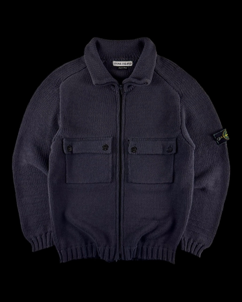 Stone Island AW 1990 Zip Up Knitted Sweater [L]