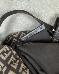 Fendi Zucchino Baguette Canvas and Leather Shoulder Bag