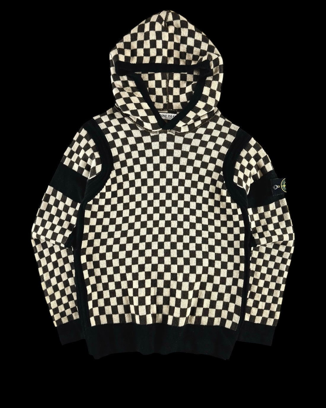 Stone Island AW 2010 Checkered Hooded Knitted Pullover [M]