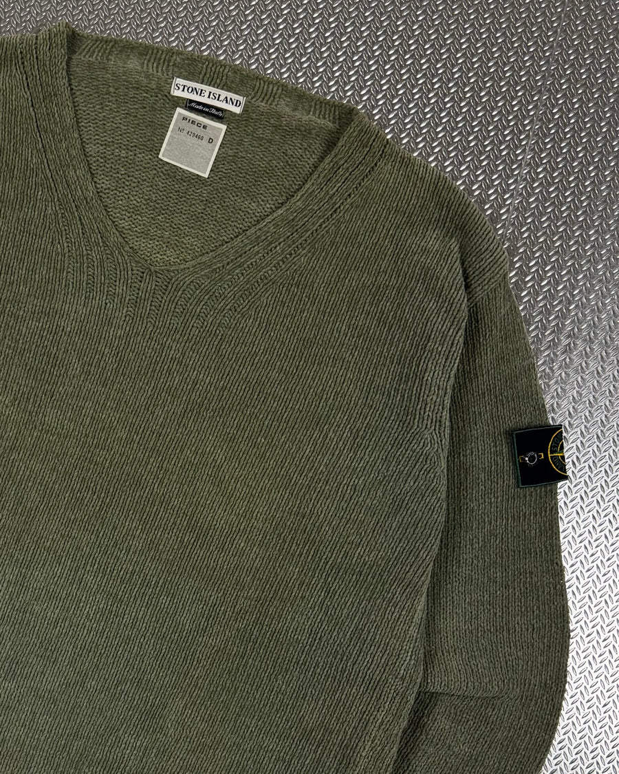 Stone Island SS 1999 Knitted V-Neck Sweater [L]