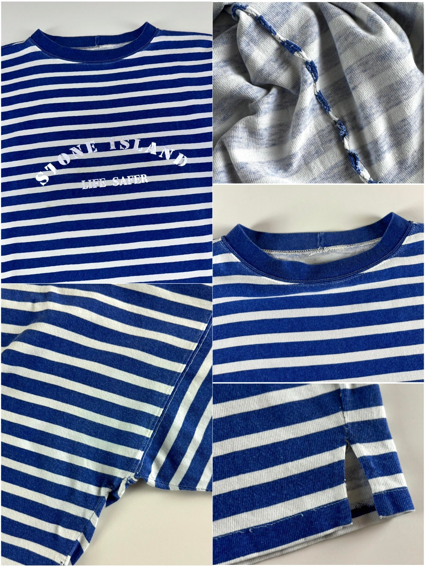 Stone Island 1980’s Reflective Logo Striped Life Safer T-Shirt [L]