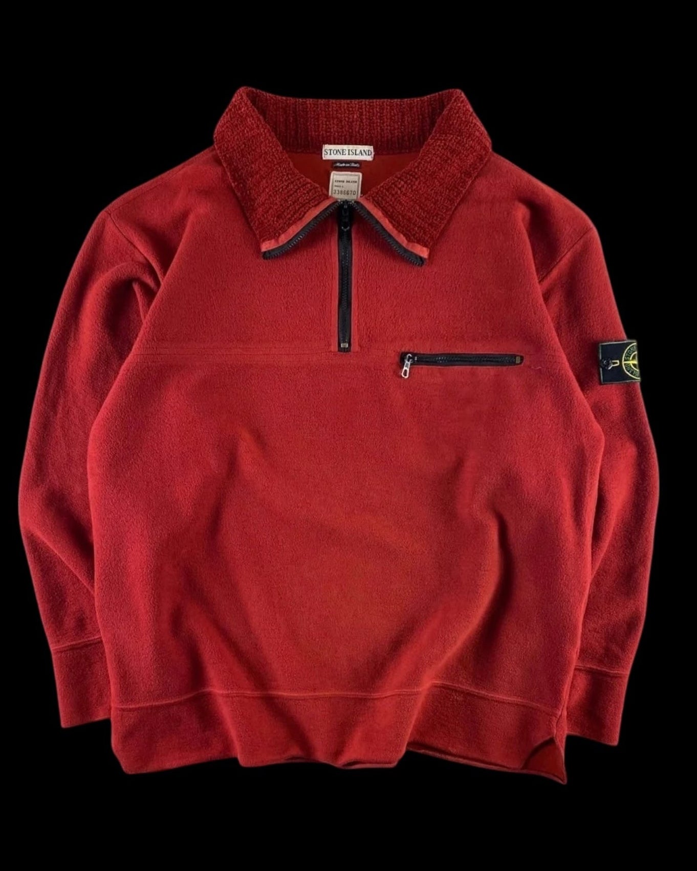 Stone Island 1995 1/4 Zip Pullover Chenille Fleece [L]