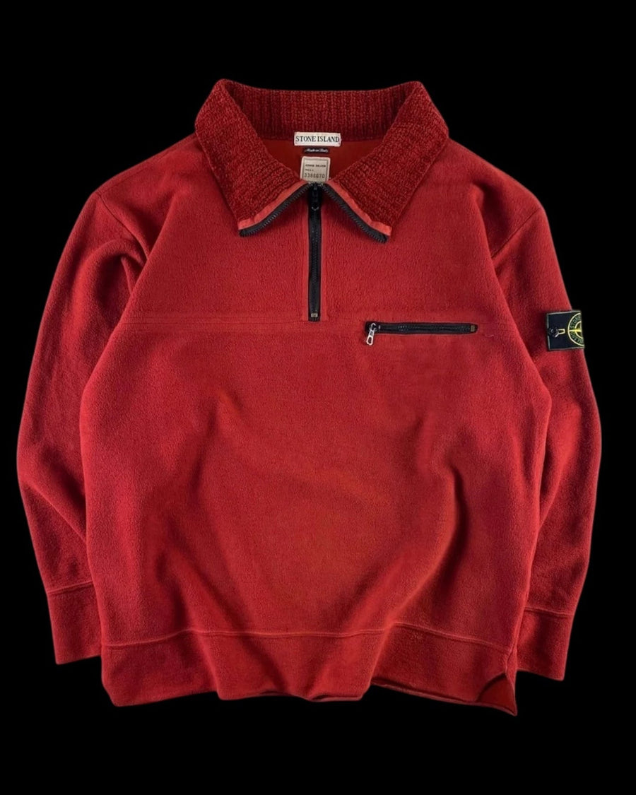 Stone Island 1995 1/4 Zip Pullover Chenille Fleece [L]