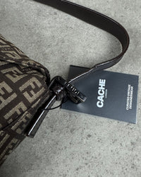 Fendi Zucchino Baguette Canvas and Leather Shoulder Bag