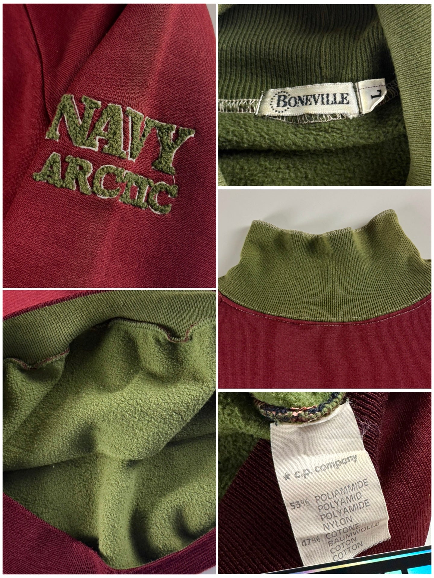 Boneville 1980’s Navy Arctic Mock Neck Fleece Lined Sweater [XL]