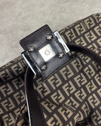 Fendi Zucchino Baguette Canvas and Leather Shoulder Bag