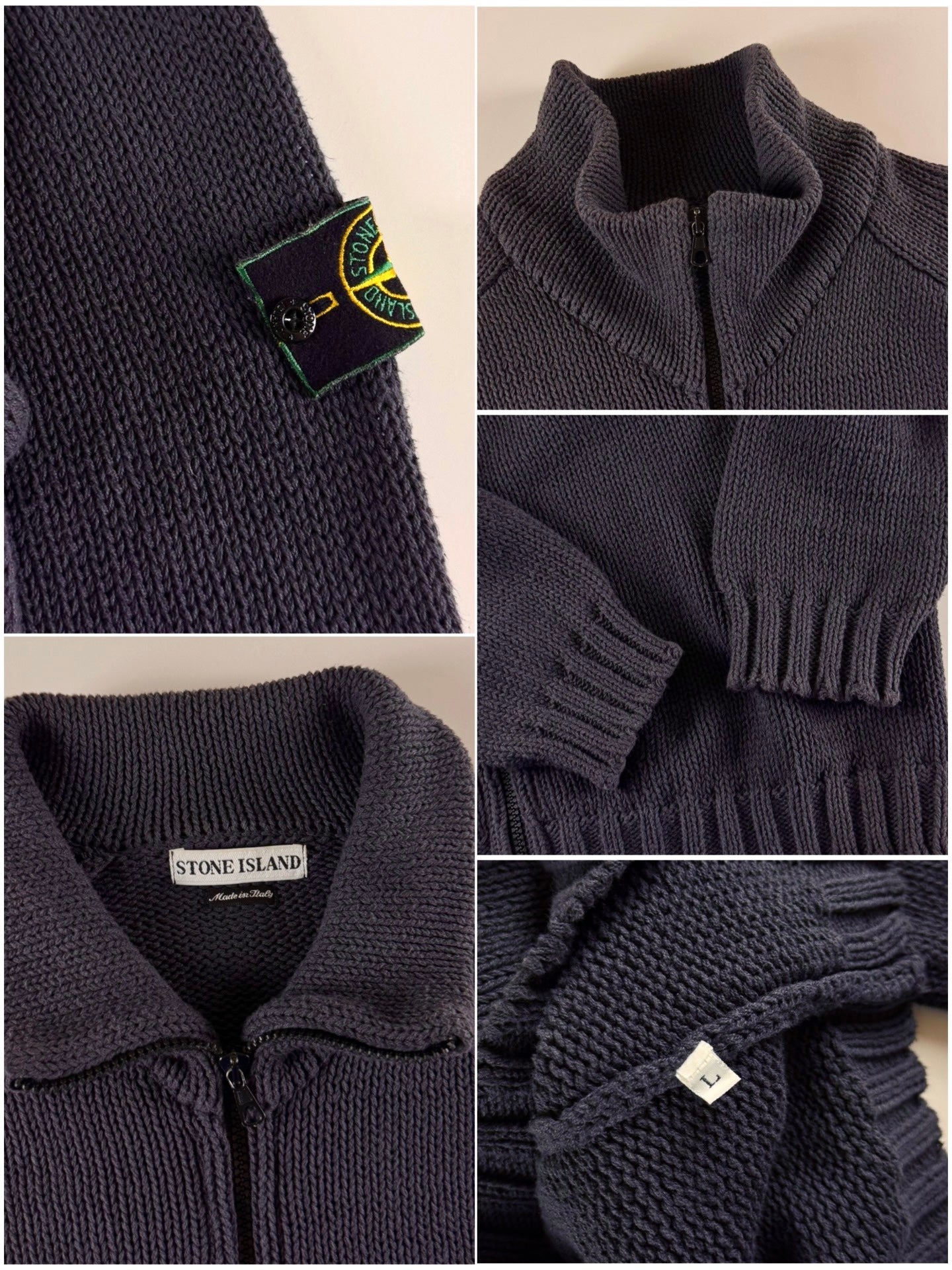 Stone Island AW 1990 Zip Up Knitted Sweater [L]
