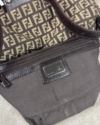 Fendi Zucchino Baguette Canvas and Leather Shoulder Bag
