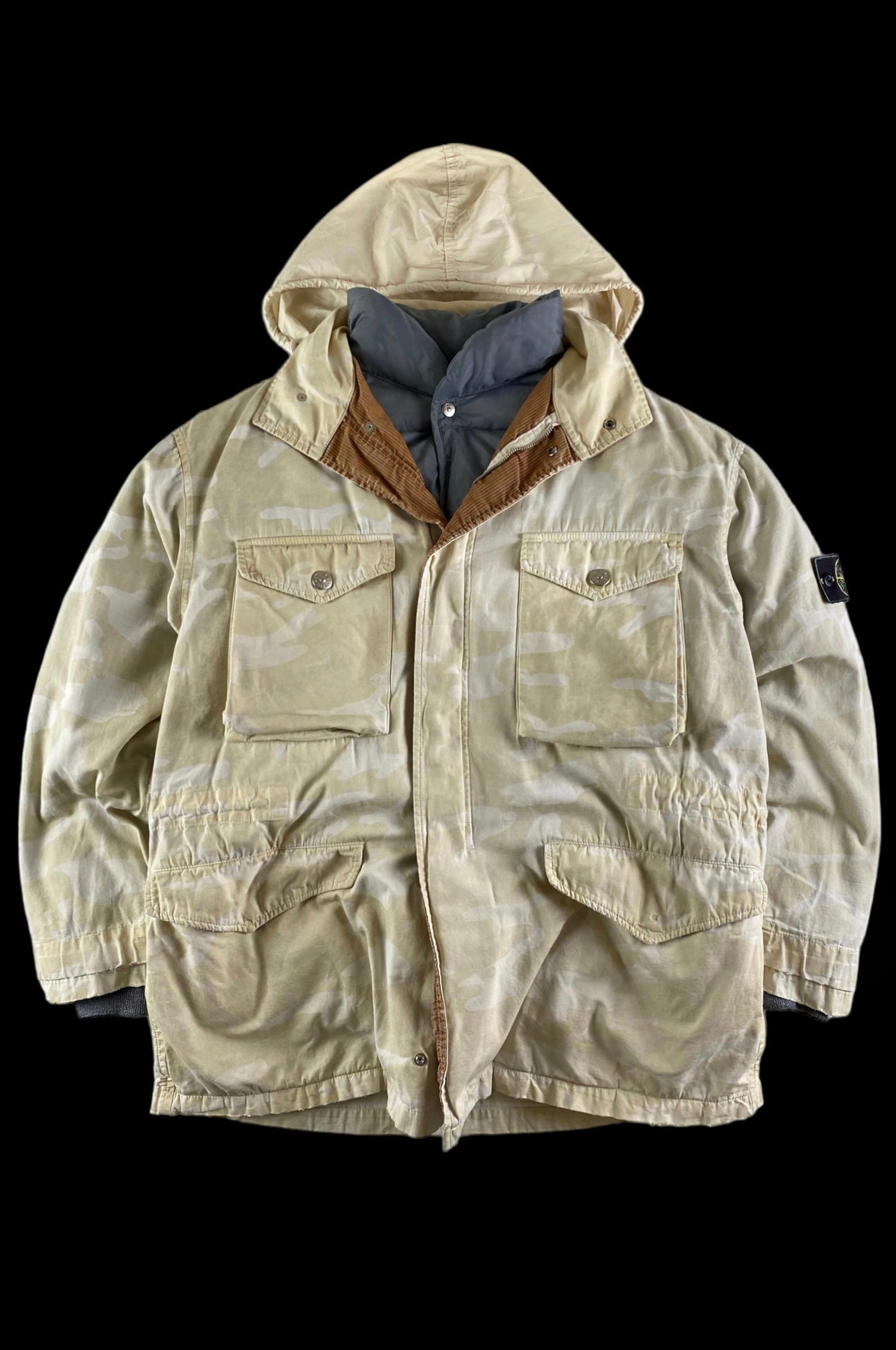 Stone Island 1980's Camouflage Ice Jacket with Down Liner [L]