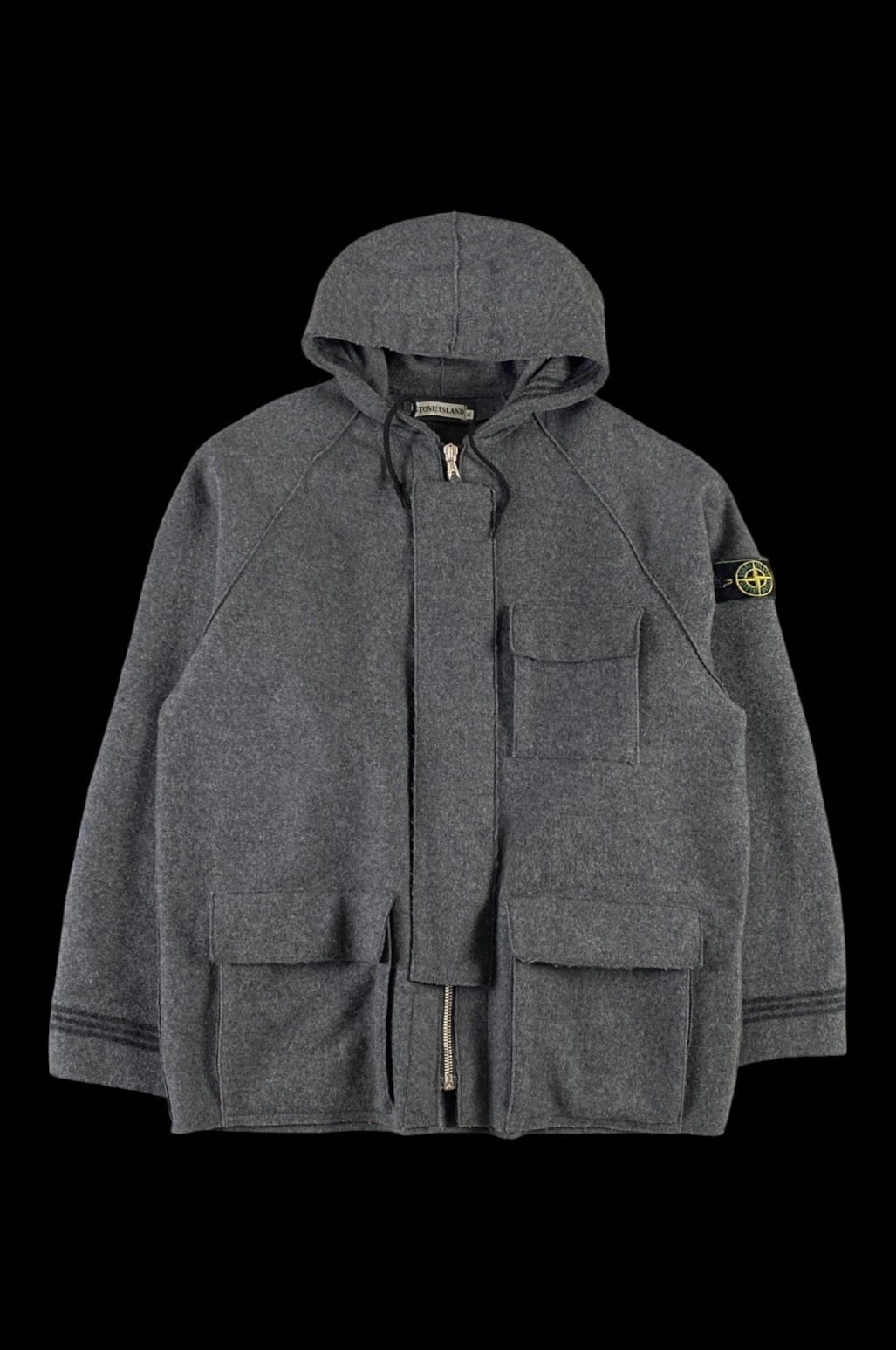 Stone Island 1990's Hooded Wool Duffle Jacket [XL]