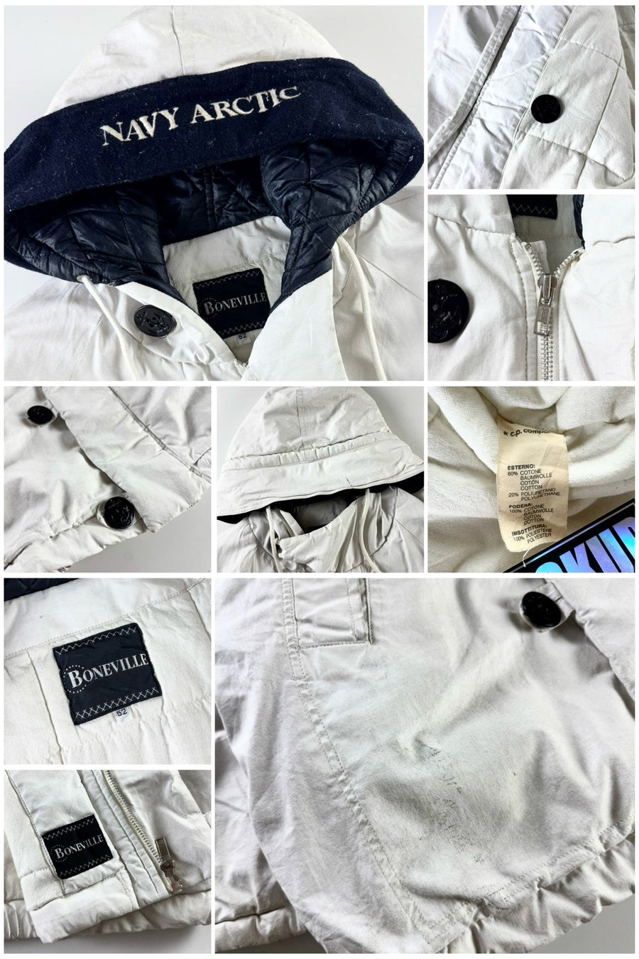 Boneville 1980's Navy Arctic Hooded Parka Jacket [52]