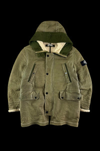 Stone Island 2011 Special Process Sherpa Lined Leather Jacket [XXL]