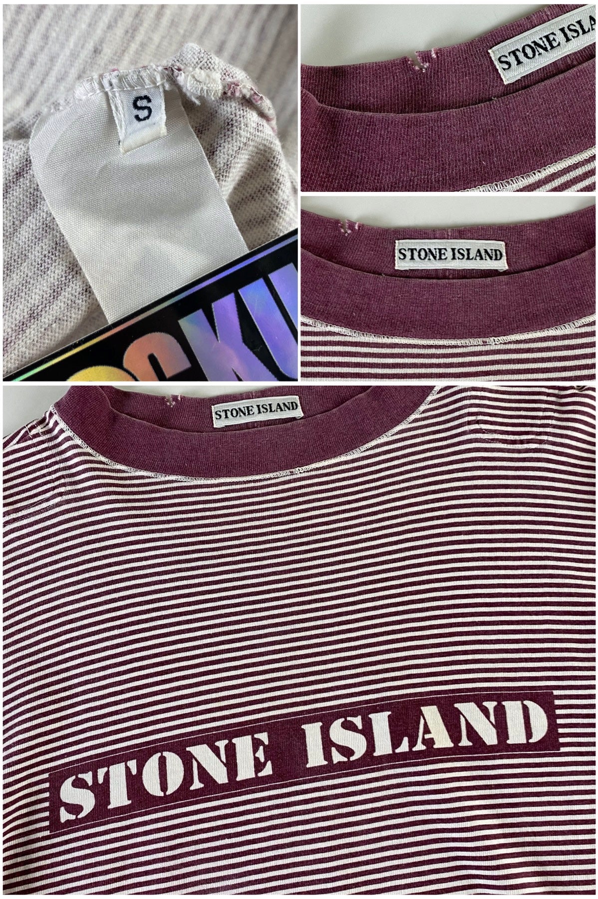 Stone Island 1980's Striped Spellout Long Sleeve [S]