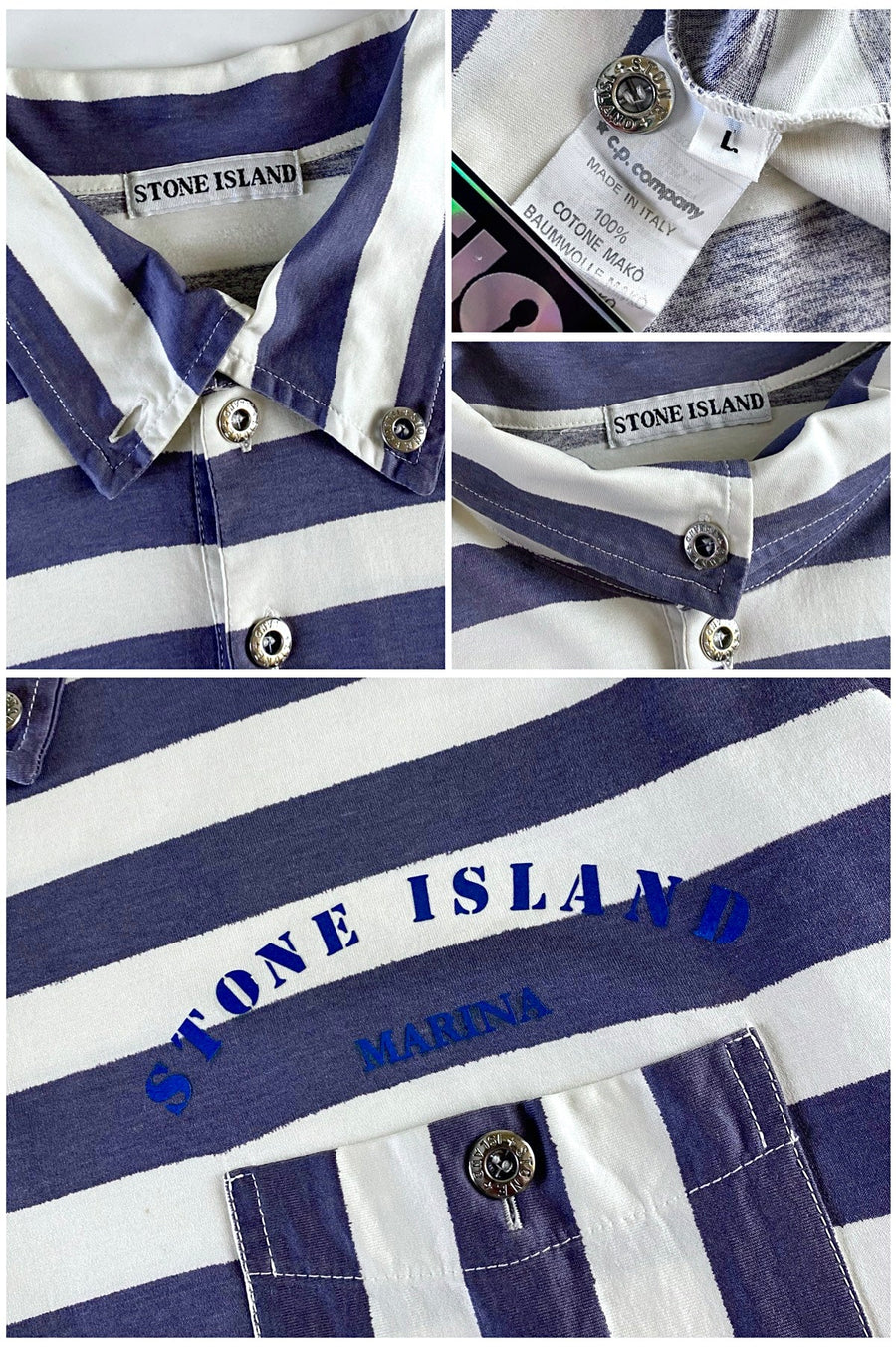 Stone Island 1980's Marina Reflective Polo Shirt [L]