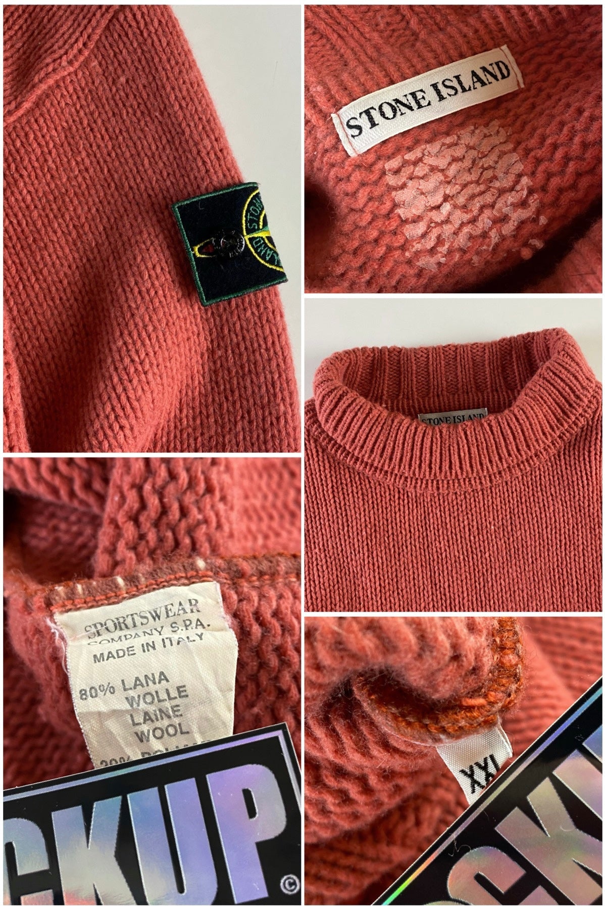 Stone Island 1990's Mock Neck Cable Knitted Sweater [XXL]