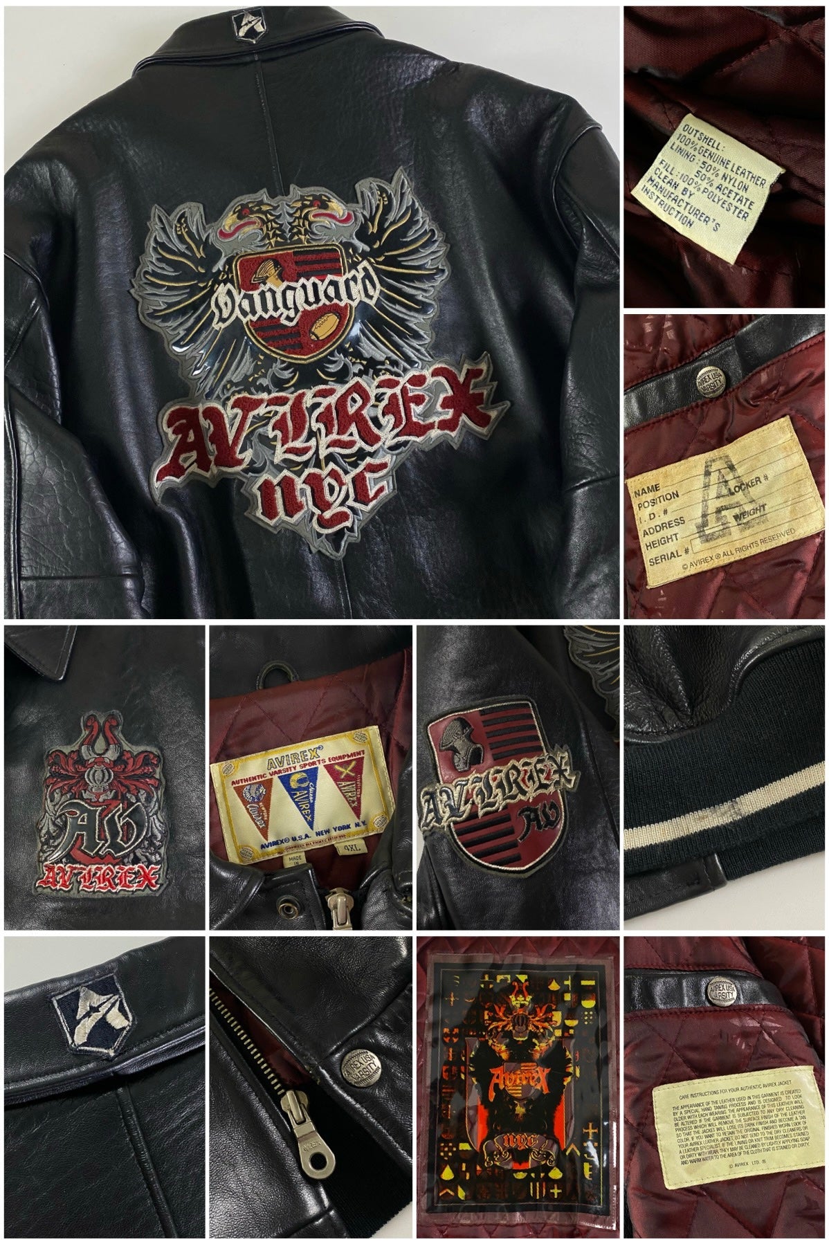 Avirex 1990's Vanguard Limited Edition Leather Varsity Jacket [4XL]