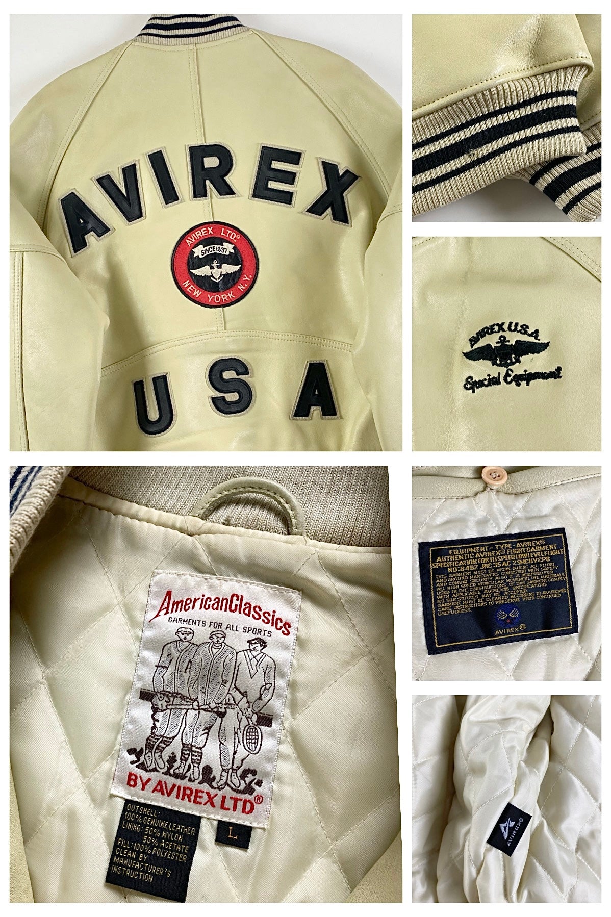 Avirex 1990's USA Leather Varsity Jacket [L]