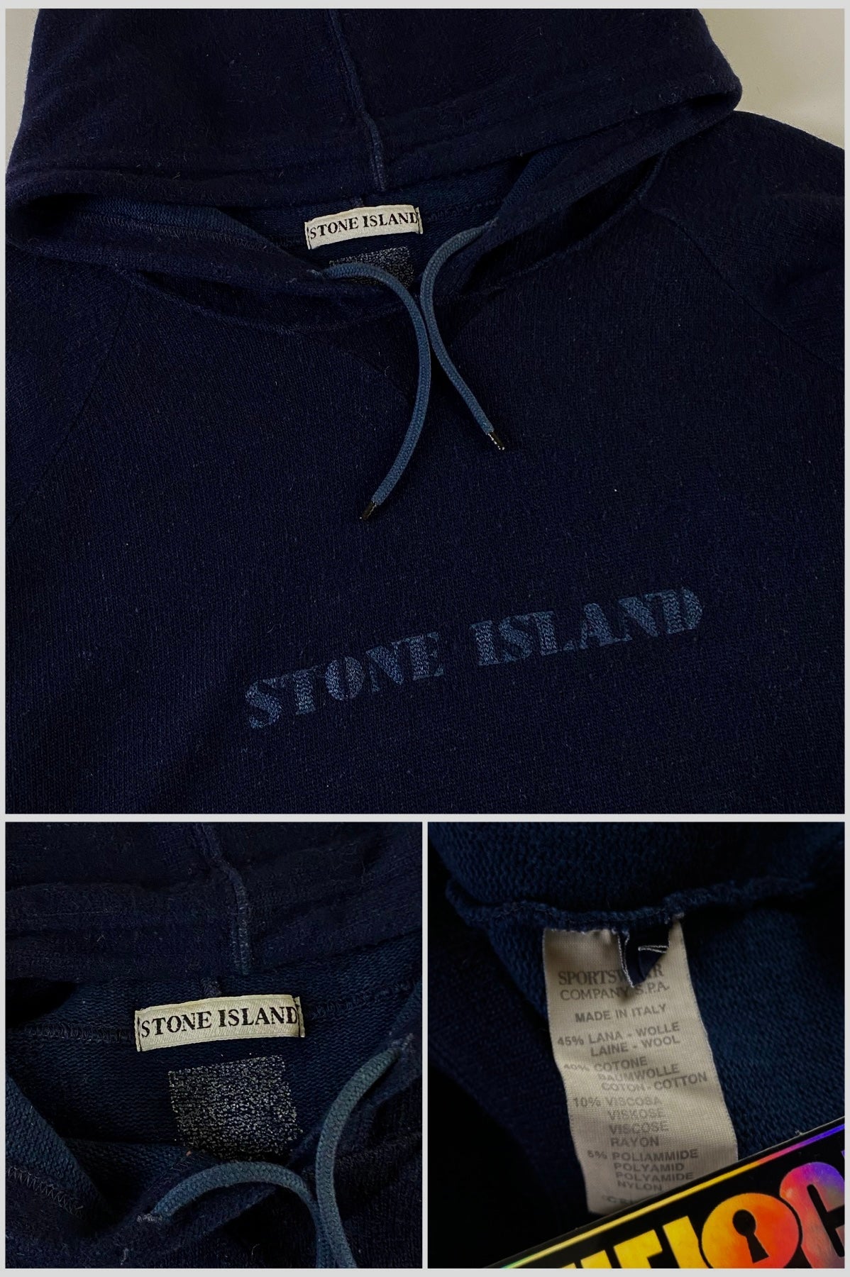 Stone Island 1990's Stencil Logo Pullover Hoodie [L]
