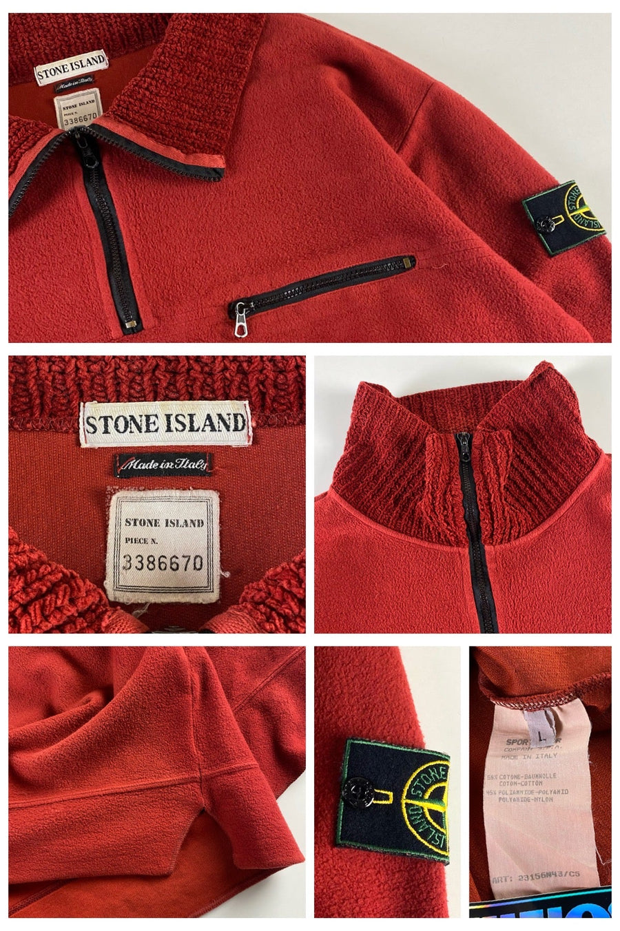 Stone Island 1995 1/4 Zip Pullover Chenille Fleece [L]