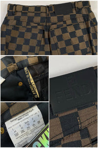 Fendi Jeans 1990's Checkered Print Midi Skirt [M]