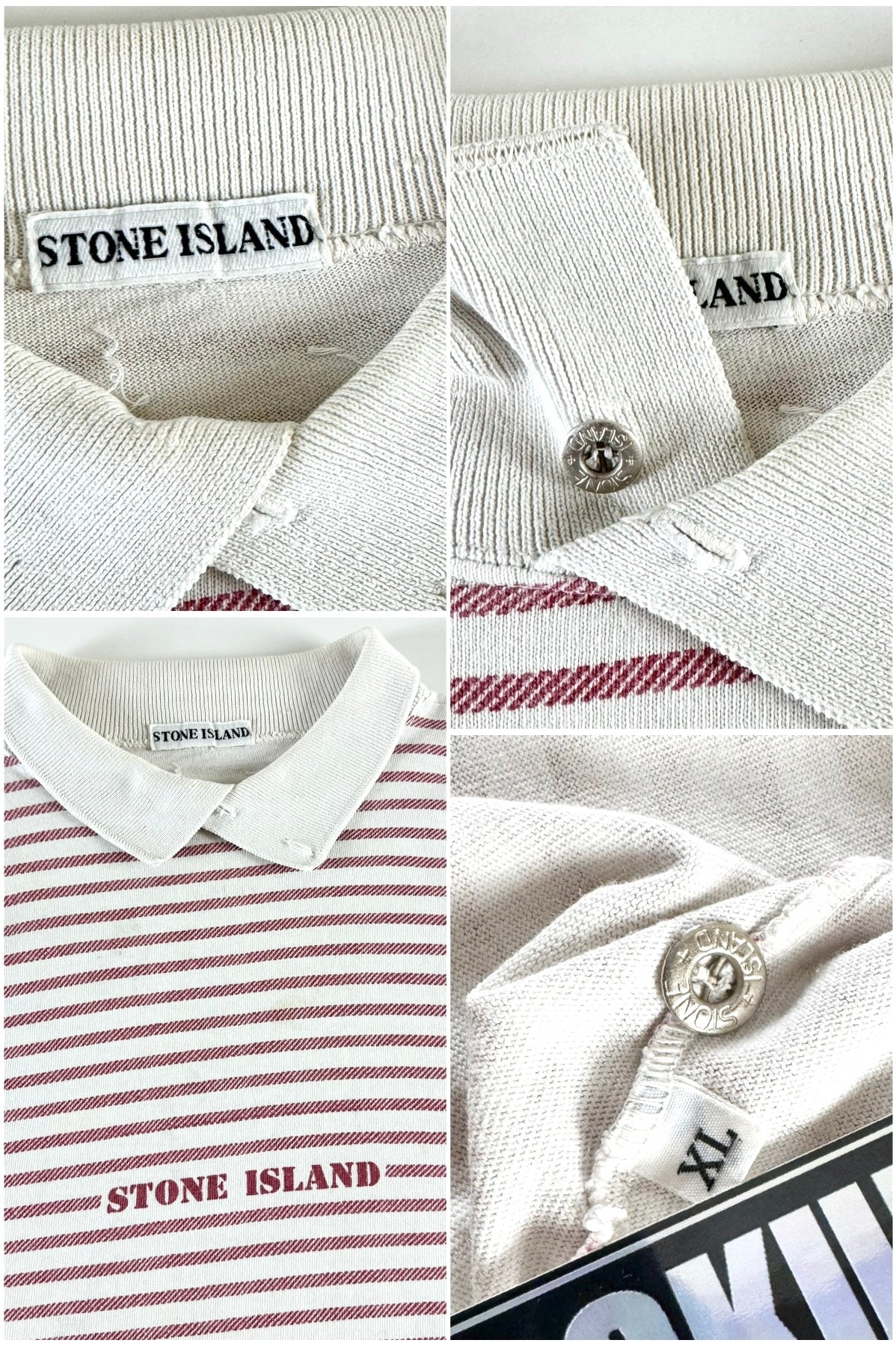 Stone Island 1980's Striped Spellout Polo [XL]