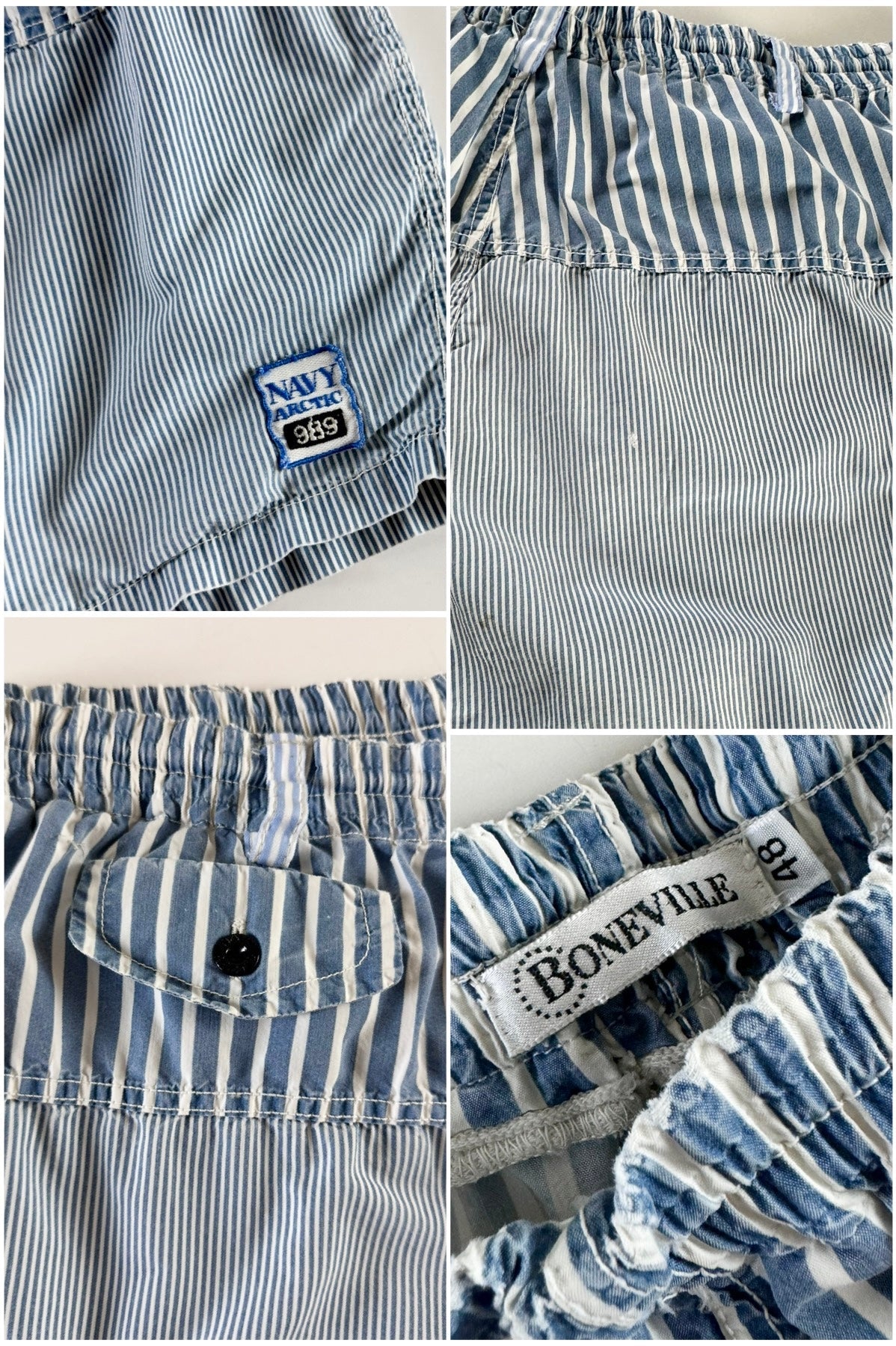 Boneville 1980’s Navy Arctic Striped Shorts [M]