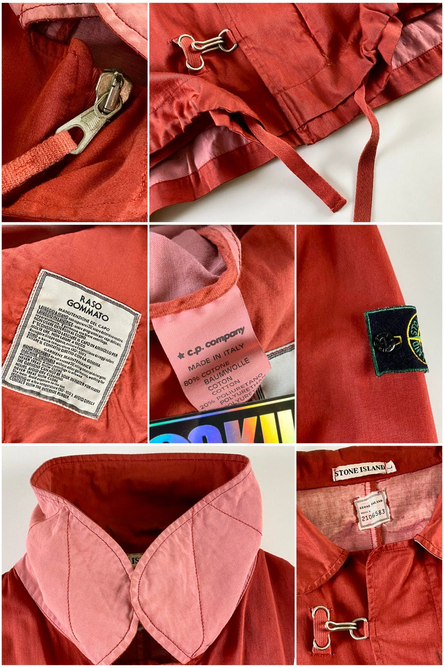 Stone Island 1980's Raso Gommato Metal Clasp Jacket [L]