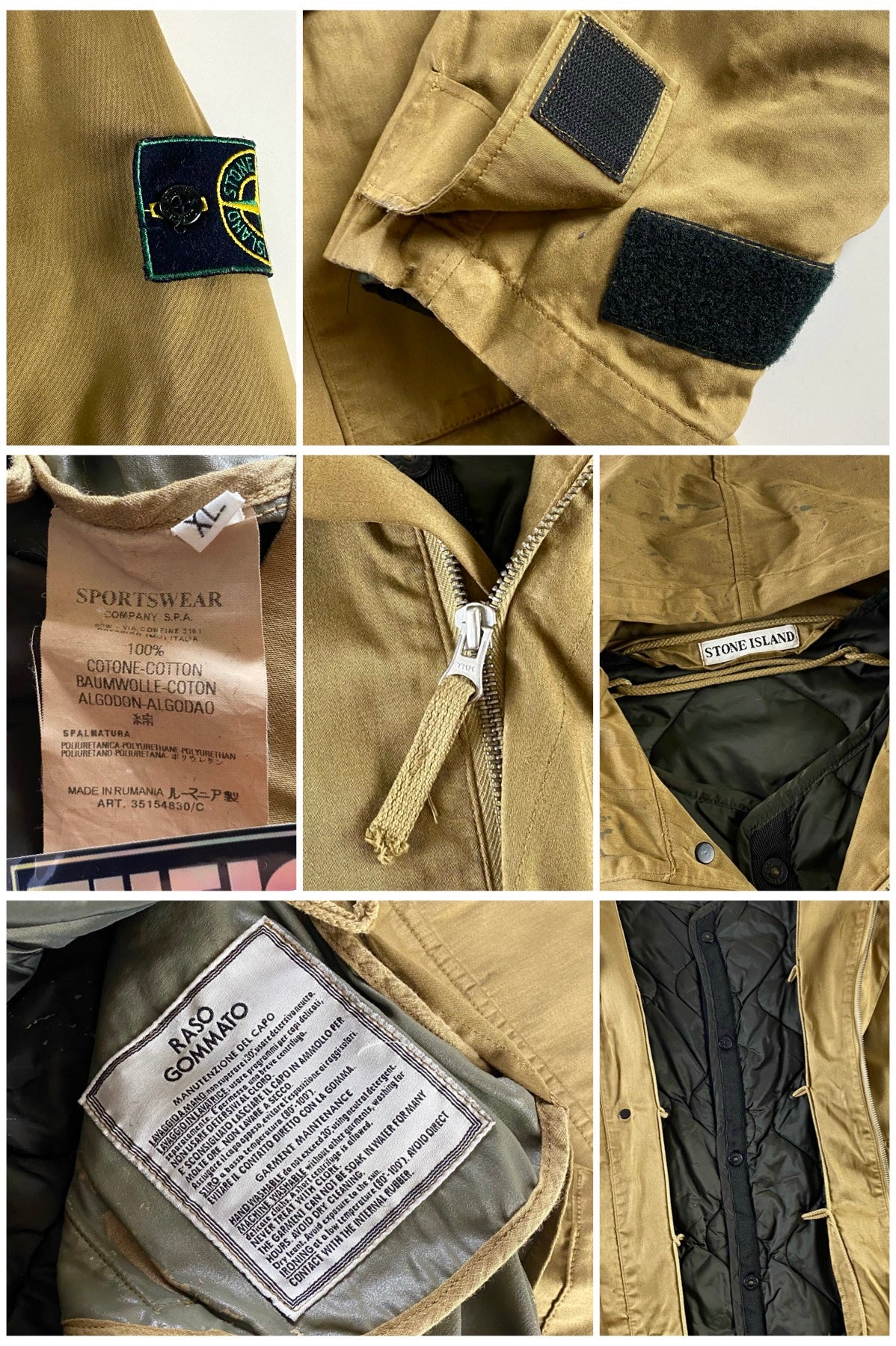 Stone Island 1990's Raso Gommato Hooded Jacket [XL]
