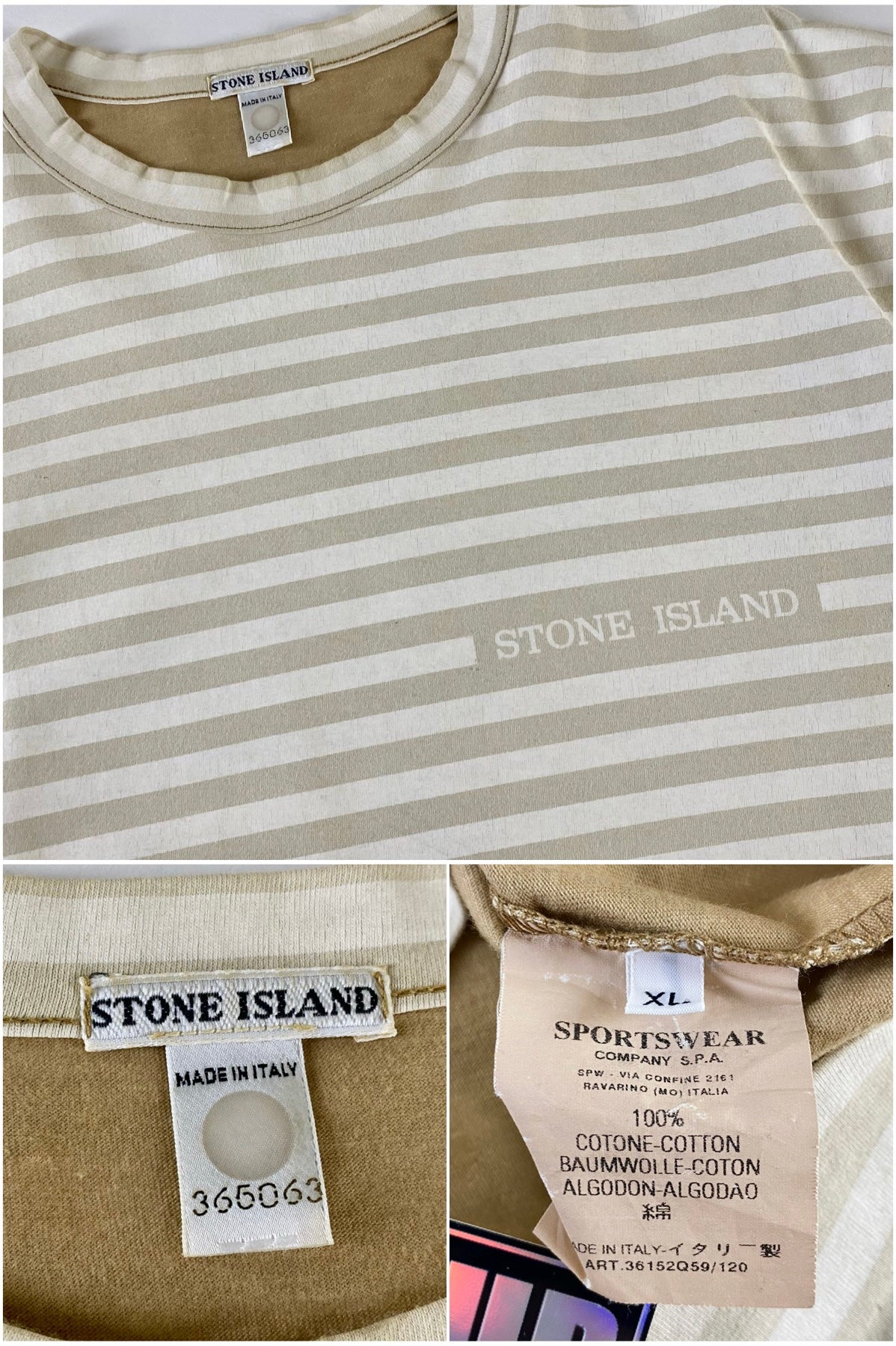 Stone Island 2002 Striped Spellout T-Shirt [XL]