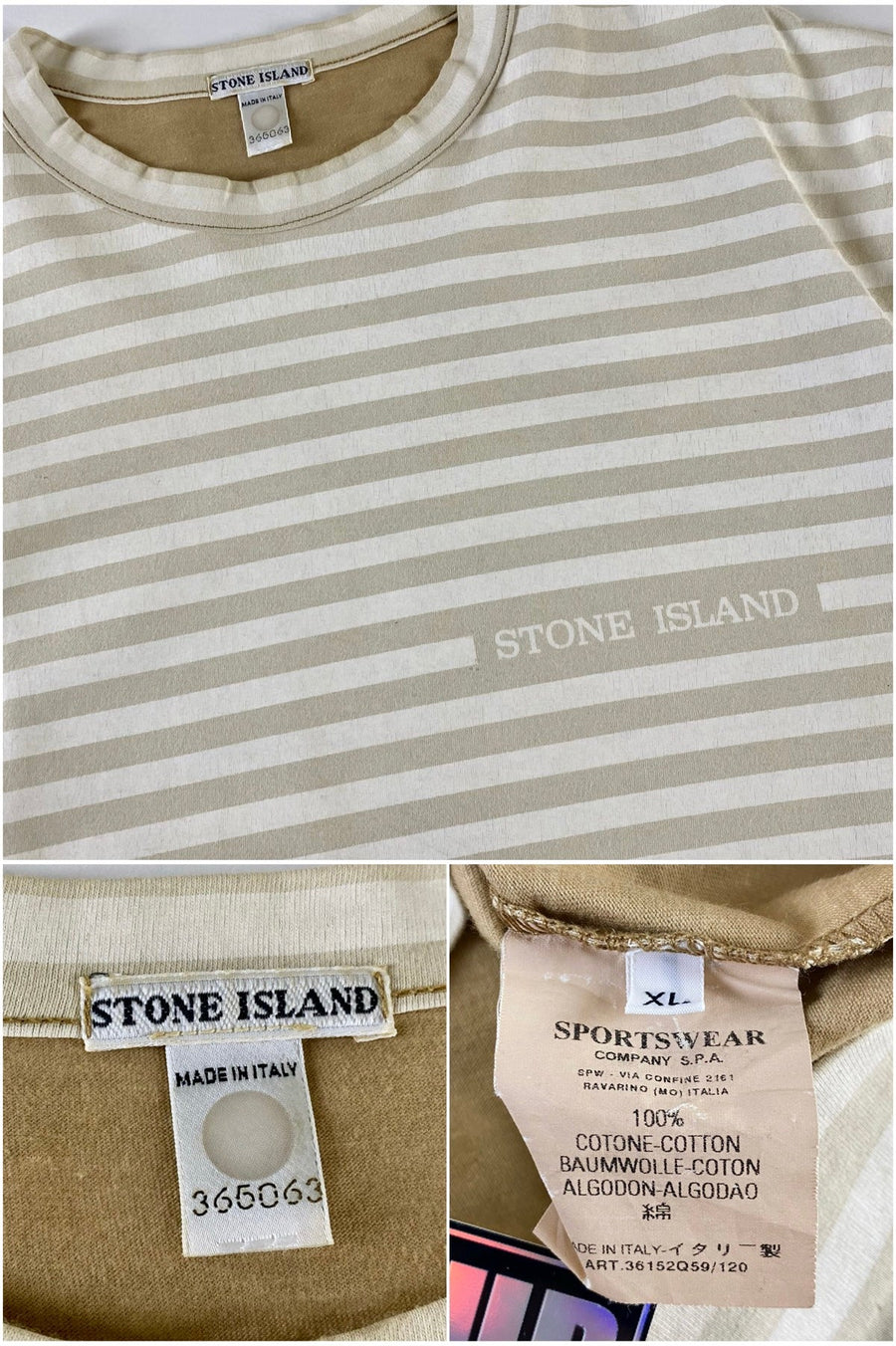 Stone Island 2002 Striped Spellout T-Shirt [XL]
