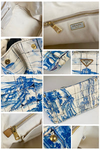Prada 2000's Canapa Canvas Printed Mosaic Tote Handbag