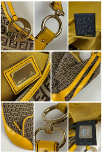 Fendi Zucchino Canvas Leather Accent Chef Hobo Shoulder Bag