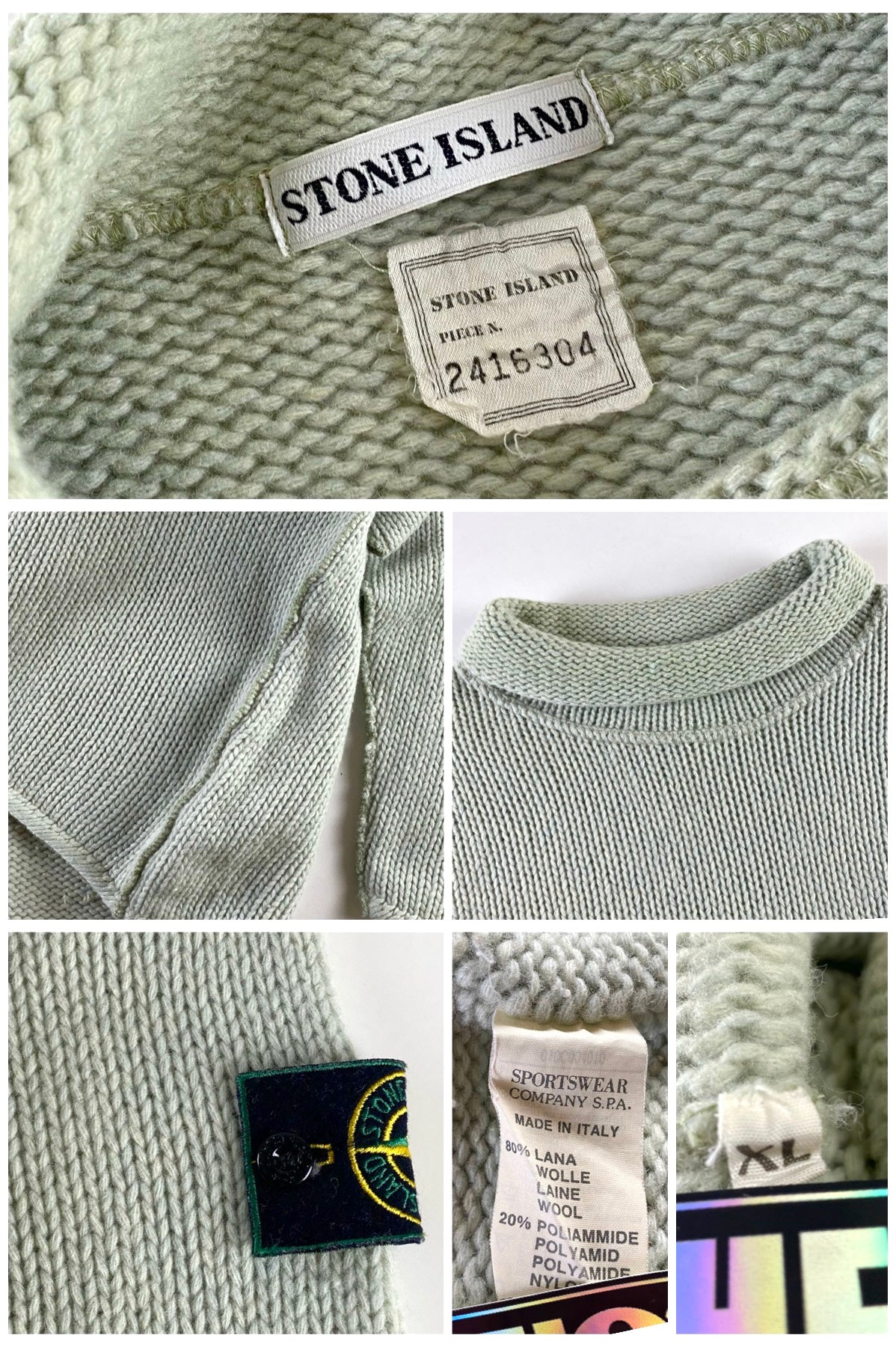 Stone Island 1990's Roll Neck Knitted Sweater [XL]
