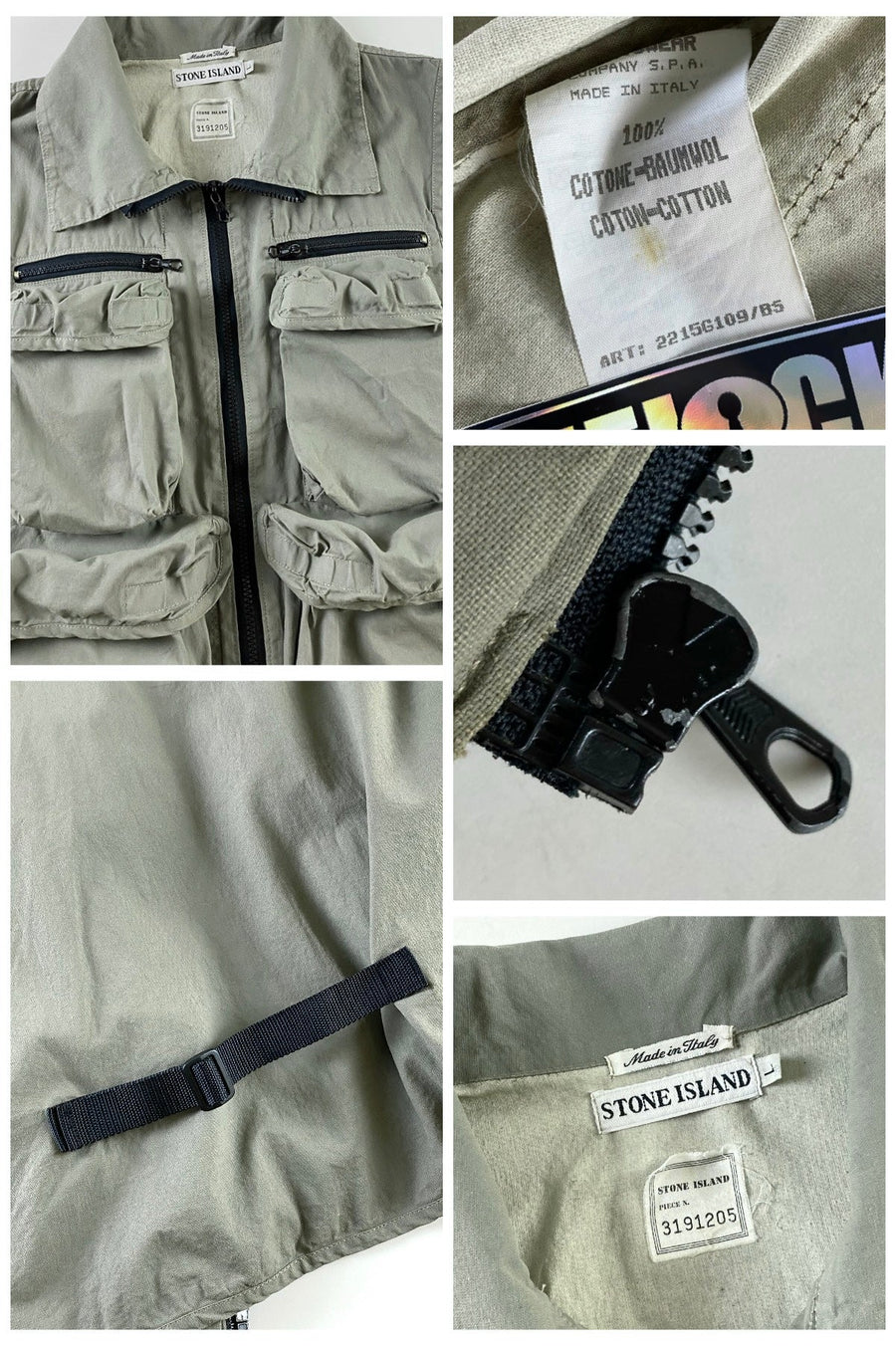 Stone Island 1995 Parachute Mulitpocket Gilet [L]