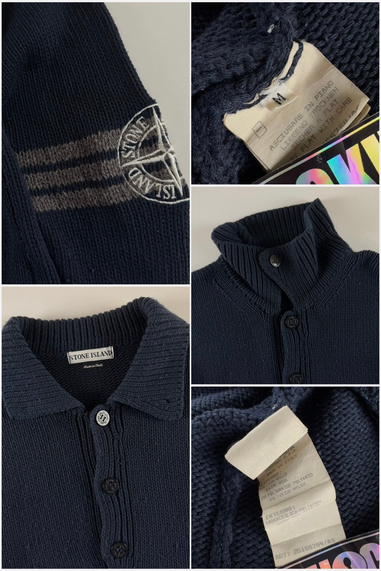 Stone Island AW 1996 Chenille Knitted Compass Sweater [M]