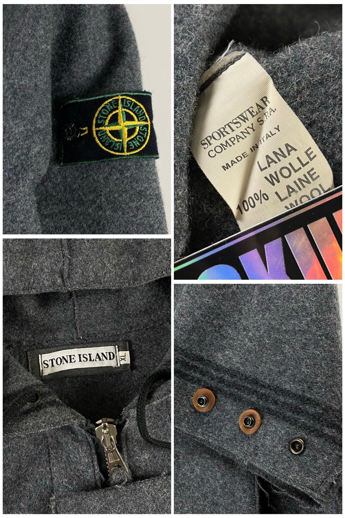 Stone Island 1990's Hooded Wool Duffle Jacket [XL]