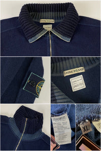 Stone Island 1990's 1/4 Zip Knitted Sweater [XL]