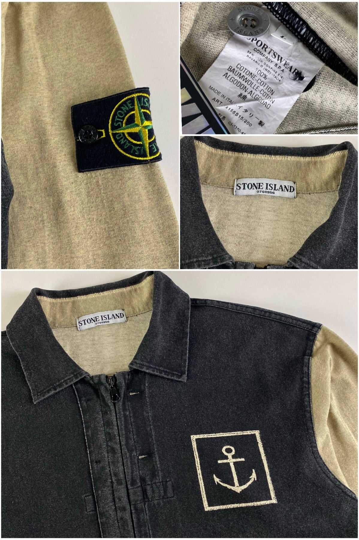 Stone Island 2006 Anchor Logo Zip Up Sweatshirt [L]