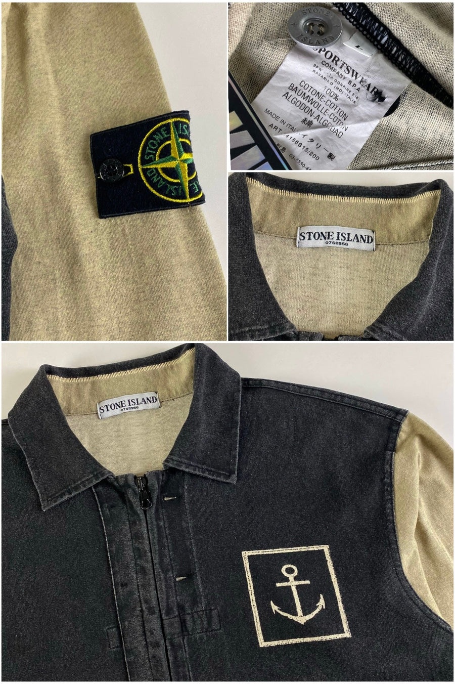 Stone Island 2006 Anchor Logo Zip Up Sweatshirt [L]