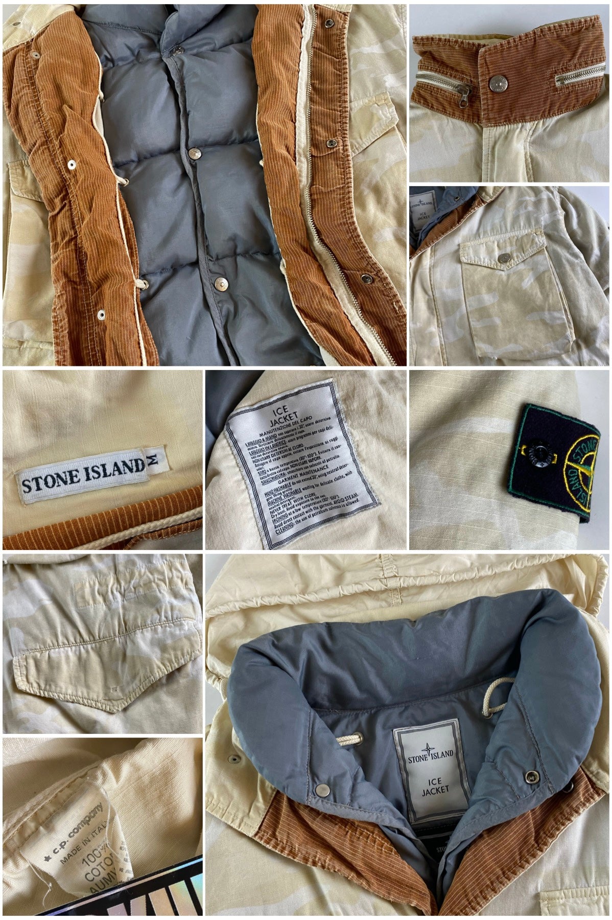Stone Island 1980's Camouflage Ice Jacket with Down Liner [L]