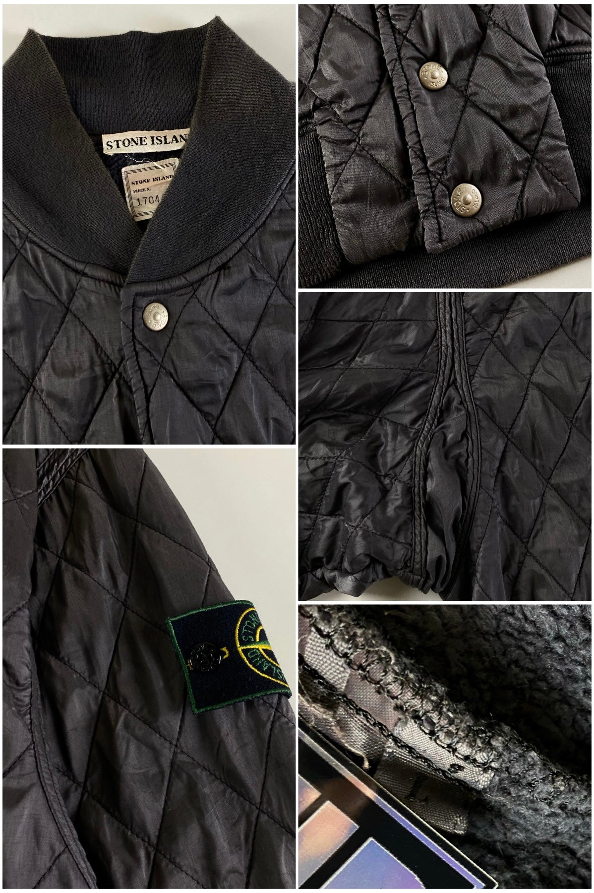 Stone Island 1980's Fleece Lined Quilted Jacket [L]